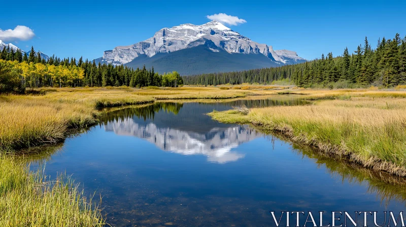 AI ART Tranquil Mountain View with Clear Reflections