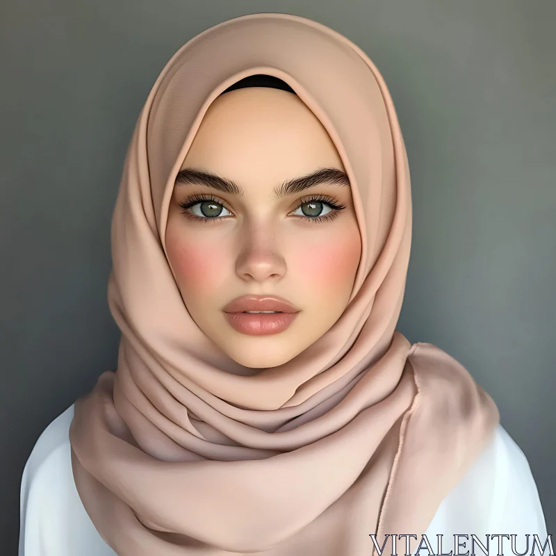 Soft and Serene Hijab Portrait AI Image