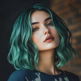 Green-Haired Woman Portrait