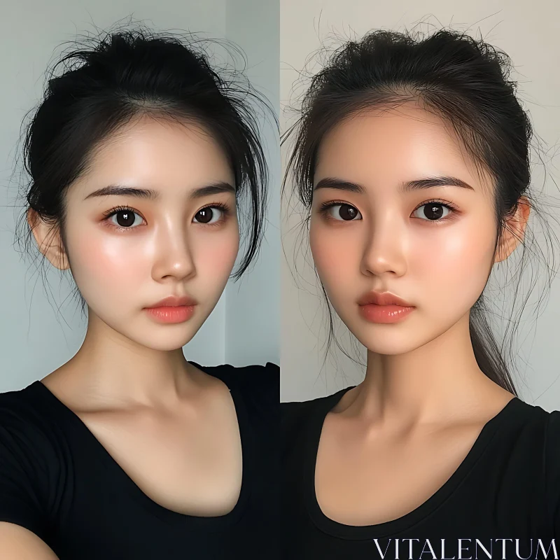 Serene Young Woman Portrait AI Image