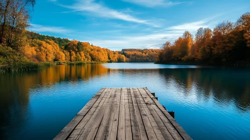 Peaceful Lake Scene with Autumn Colors