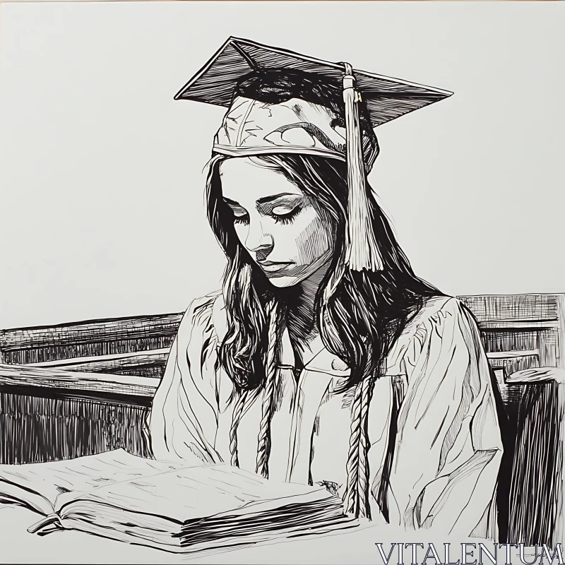 Graduation Cap and Gown Illustration AI Image