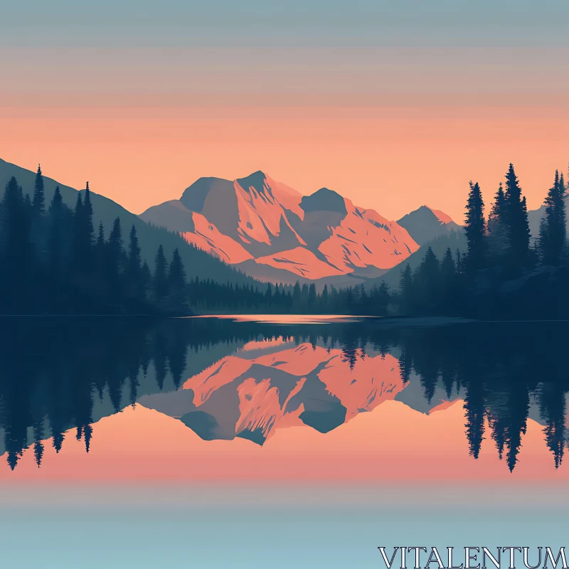 Serene Landscape with Mountains and Lake AI Image