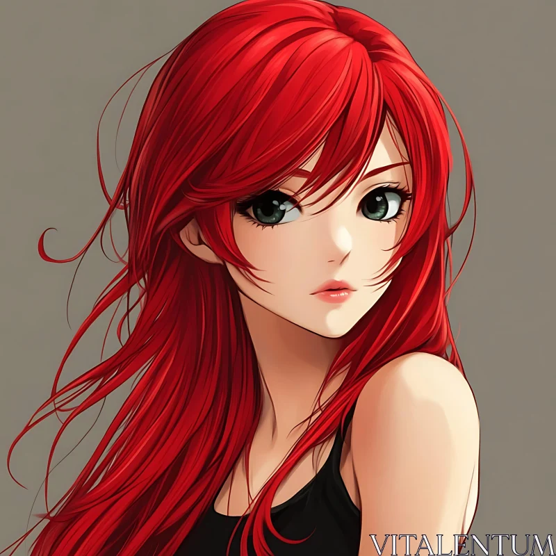 AI ART Elegant Red-Haired Anime Character