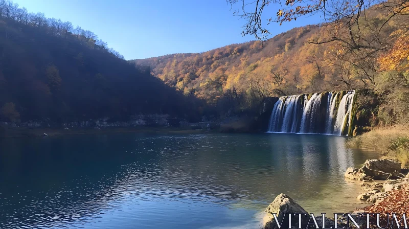 Autumn Falls into Tranquil Waters AI Image