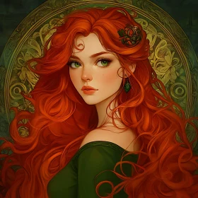 Fantasy Artwork of a Red-Haired Woman