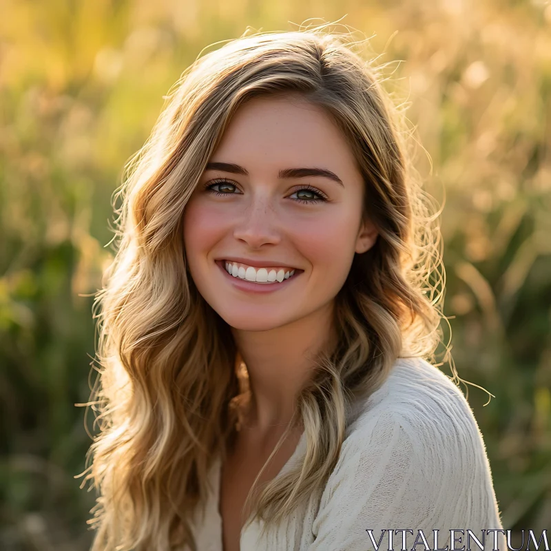 AI ART Smiling Woman in Nature