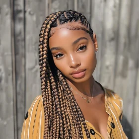 Beautiful Braided Hair Woman in Yellow Dress