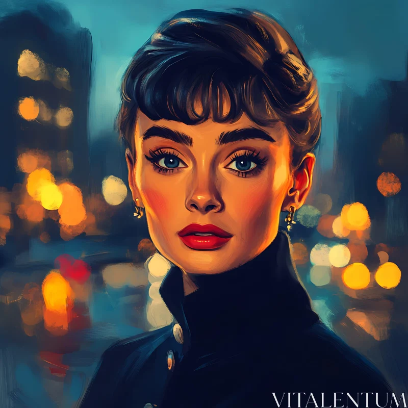 Urban Evening Glow - Classic Woman Portrait AI Image