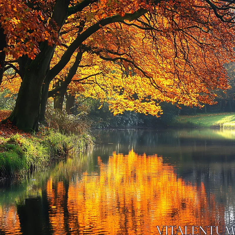 Autumn River Reflections AI Image