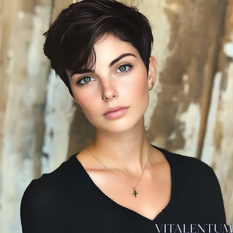 Short-Haired Woman Portrait AI Image