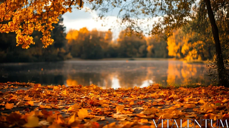 Tranquil Autumn by the Lake AI Image