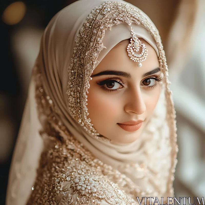 Elegant Traditional Woman Portrait with Hijab AI Image