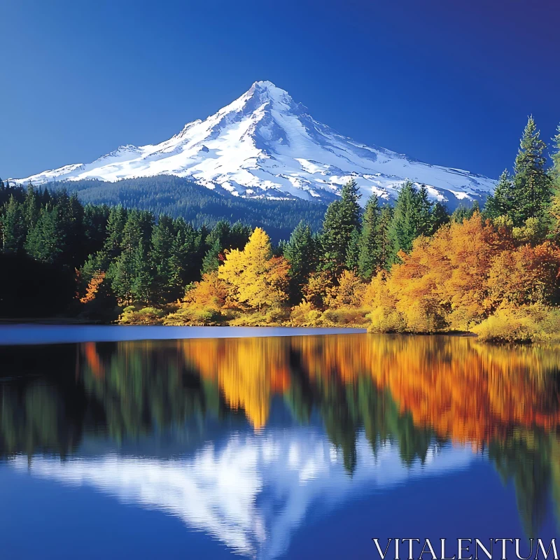 Autumn Mountain and Lake Reflection AI Image