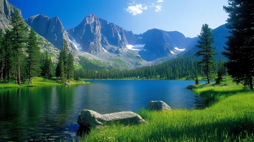 Tranquil Mountain Lake Landscape