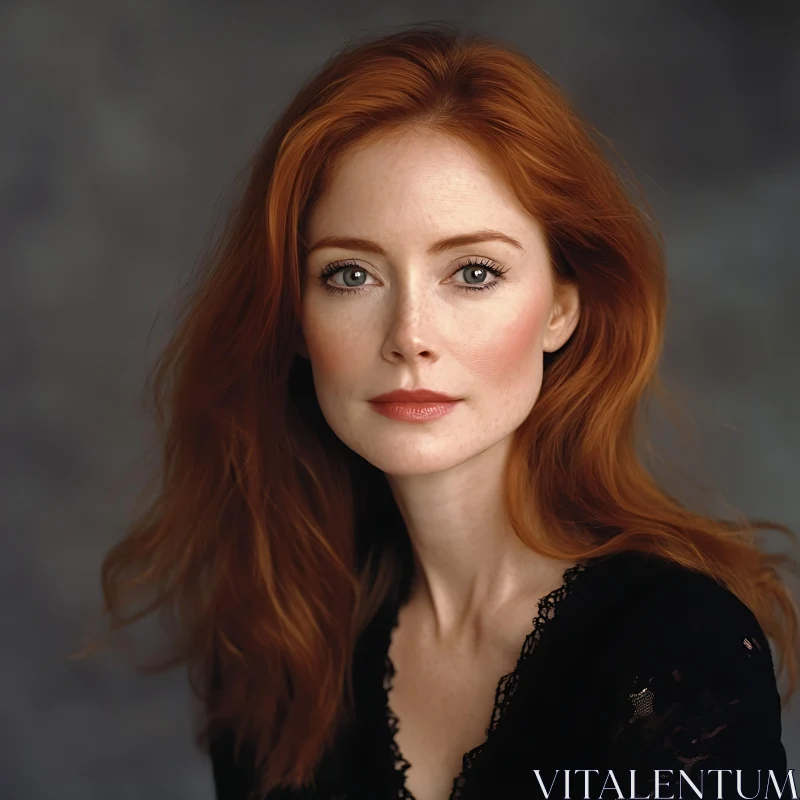 Redhead Woman's Portrait AI Image