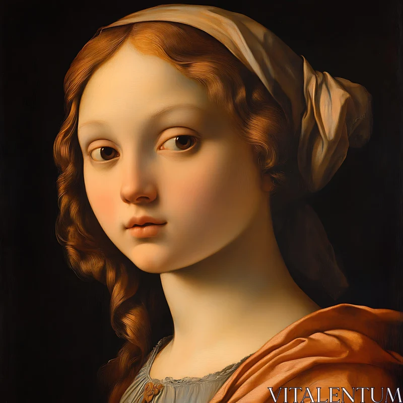 Renaissance Style Painting of Young Woman AI Image