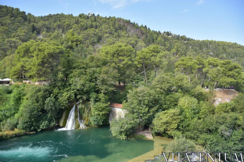 Serene Landscape of Krka's Waterfalls Free Stock Photo