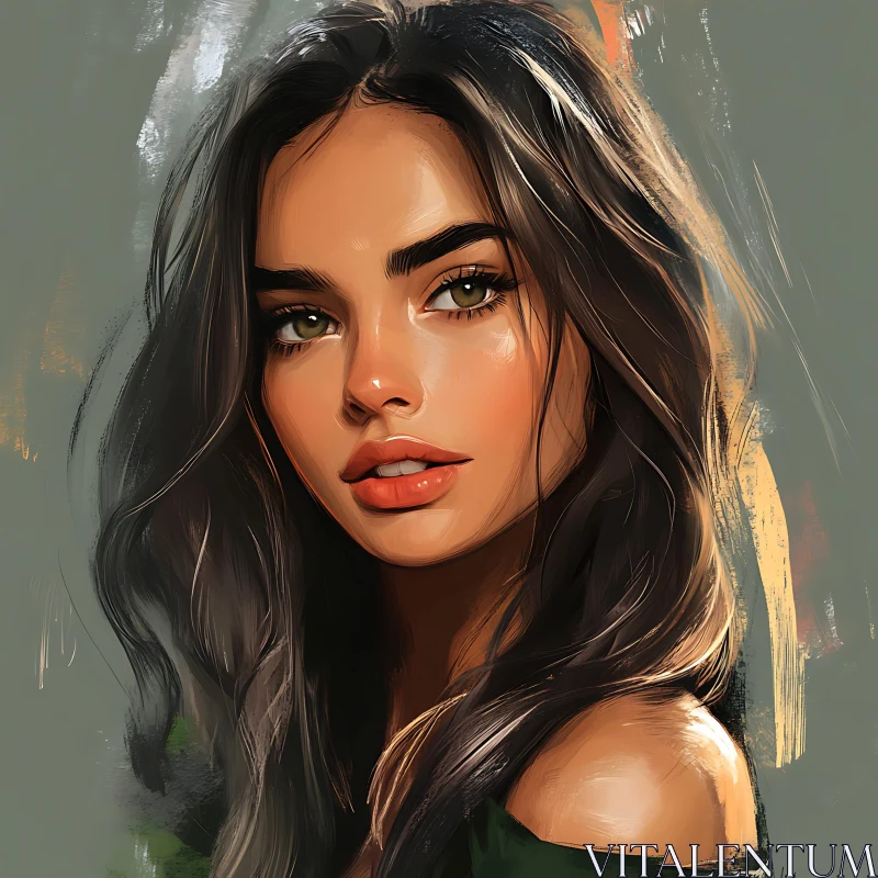 AI ART Woman Portrait Art with Green Eyes