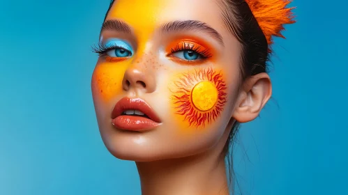 Sun Face Makeup Art on Woman