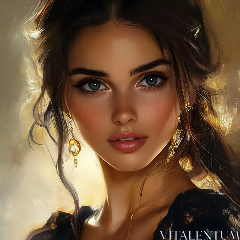 AI ART Elegant Female Portrait in Soft Warm Tones