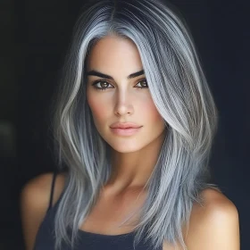 Elegant Woman with Gray Hair Portrait