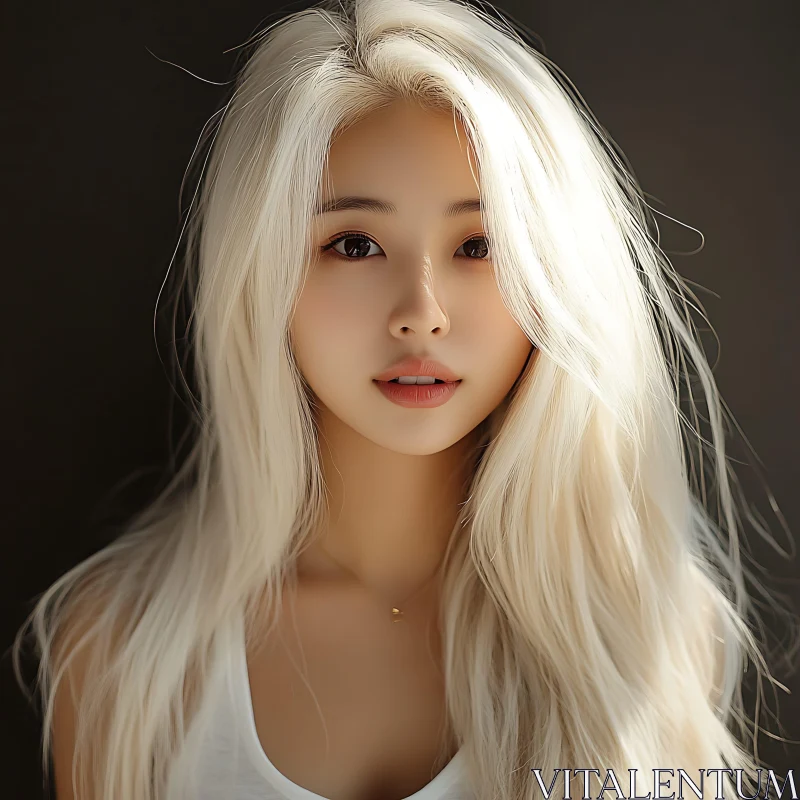 Serene Blond Woman Portrait AI Image