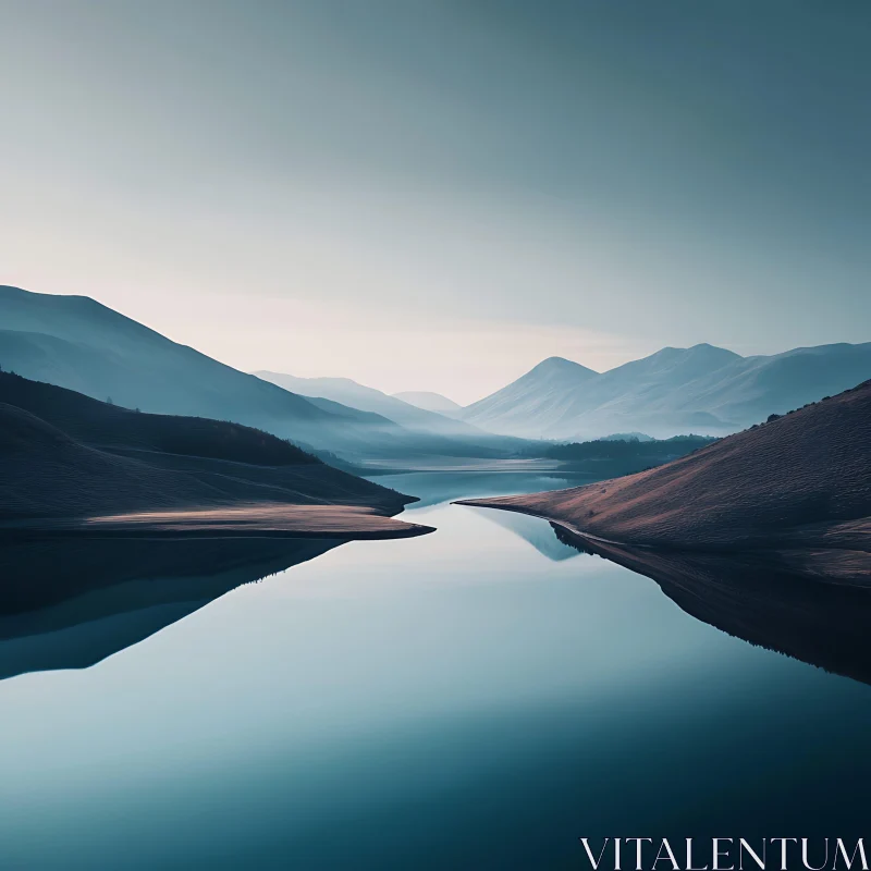 AI ART Peaceful Reflection of Mountains in a Calm Lake