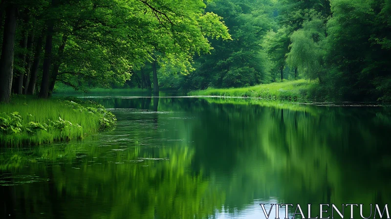 Tranquil Forest Lake Reflecting Greenery Tranquil Forest Lake Reflecting Greenery