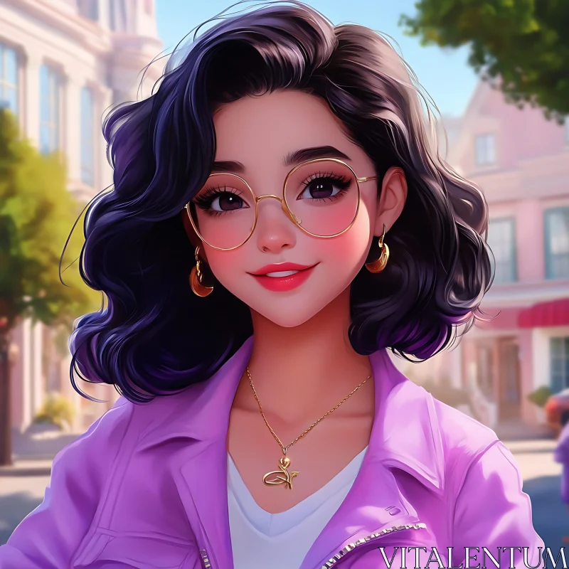 Stylish Young Woman in Golden Glasses