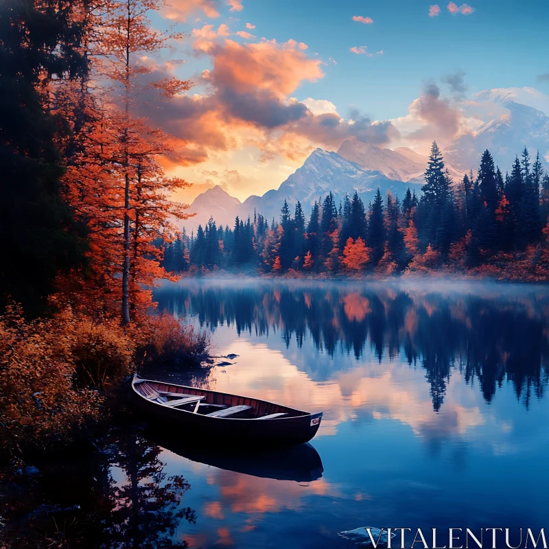 Tranquil Lake at Sunset with Autumn Colors Tranquil Lake at Sunset with Autumn Colors