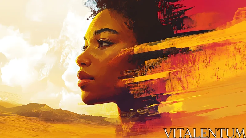Digital Art of Woman's Side Profile with Abstract Background Digital Art of Woman's Side Profile with Abstract Background