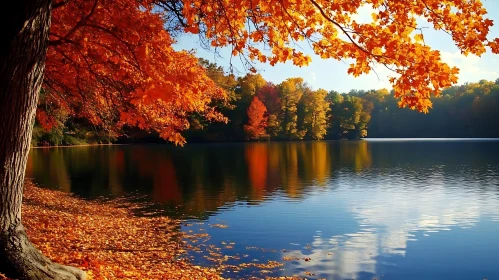 Colorful Autumn Trees Reflecting on a Lake
