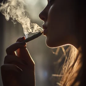 Profile of Woman Smoking