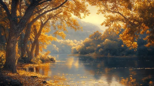 Serene River Landscape in Autumn
