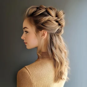 Side View Portrait of a Woman with Braided Hair