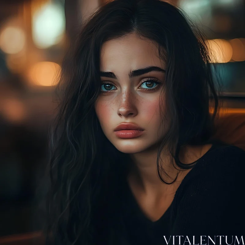 Intimate Portrait of a Freckled Woman with Blue Eyes Intimate Portrait of a Freckled Woman with Blue Eyes