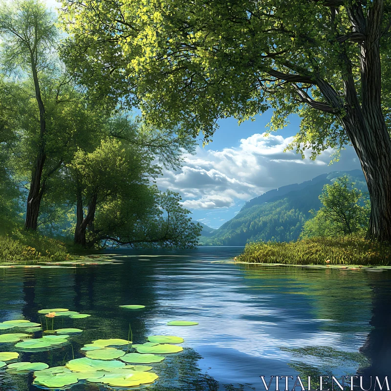 Tranquil Lake Surrounded by Nature