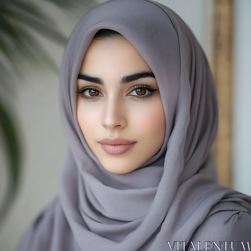 Serene Woman in Hijab Close-Up AI Image