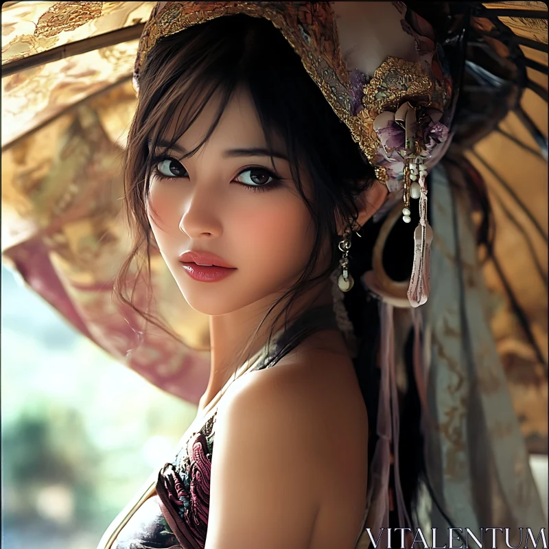 Traditional Beauty Portrait of a Woman AI Image