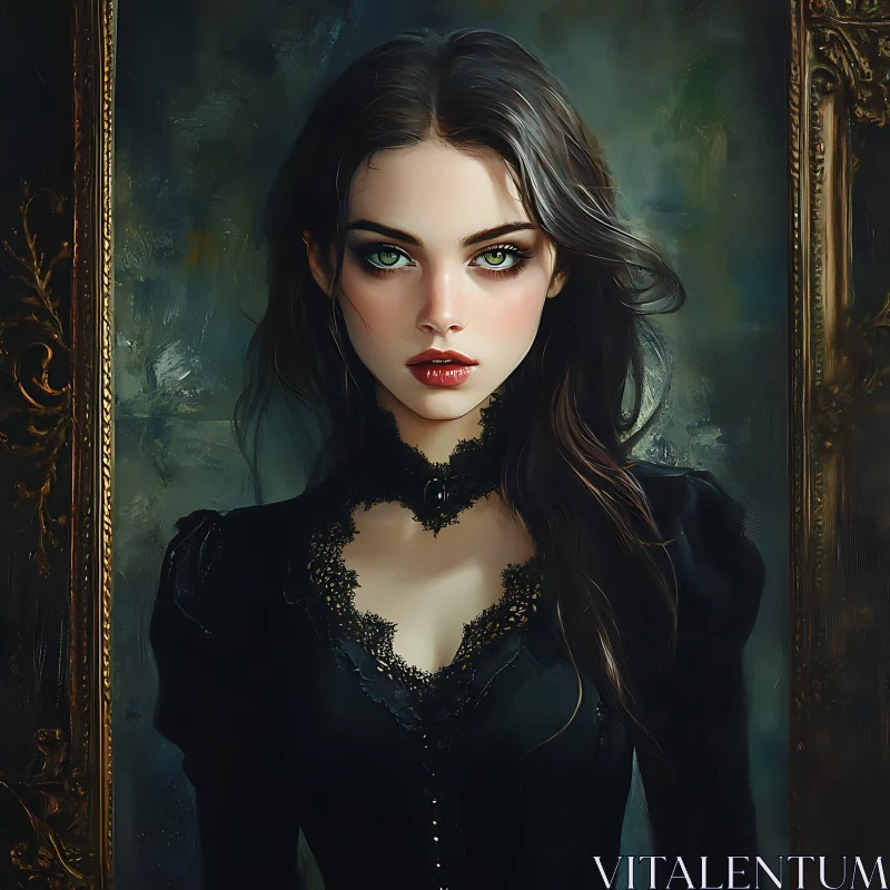 Intricate Gothic Woman Portrait AI Image