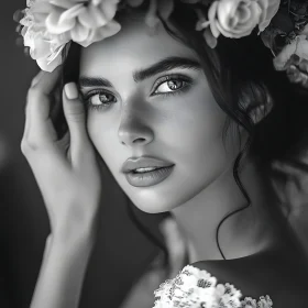 Serene Flower Crown Woman Portrait