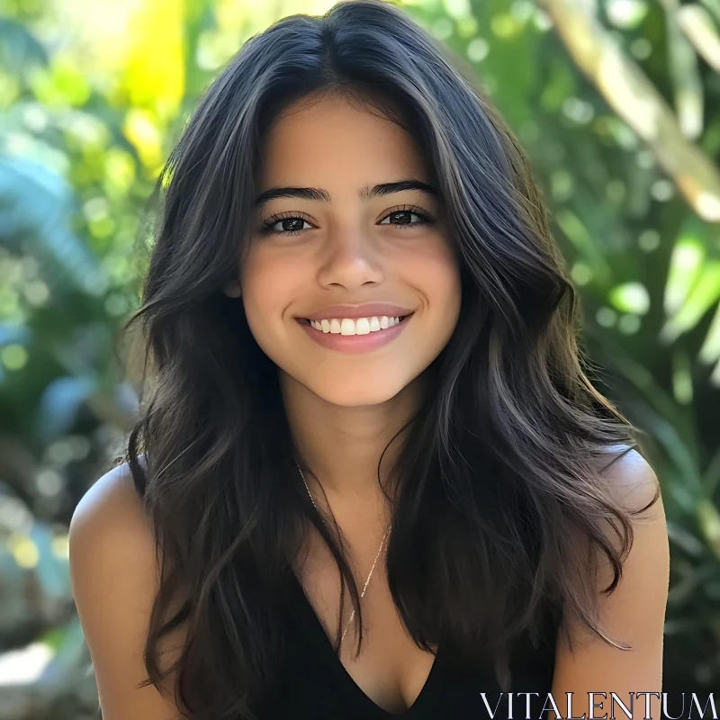 Outdoor Portrait of a Smiling Woman AI Image