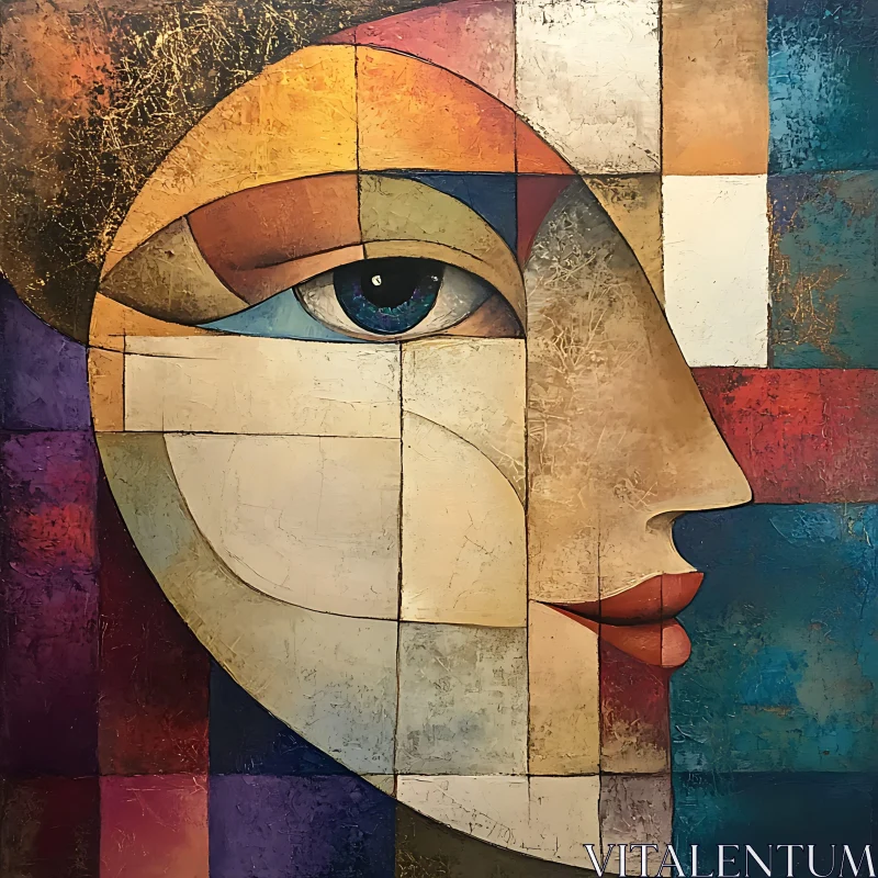 Colorful Cubist Style Face AI Image