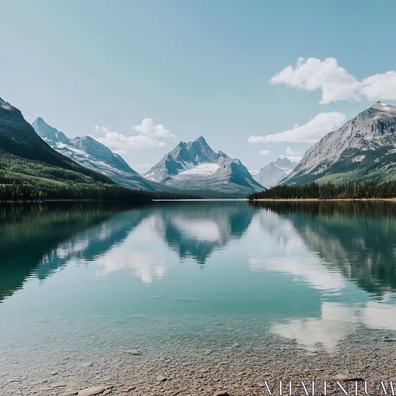 AI ART Peaceful Mountain Scene with a Clear Lake