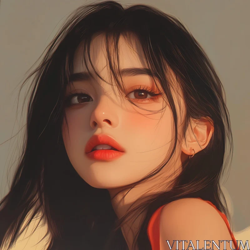 Digital Portrait Art of a Woman AI Image