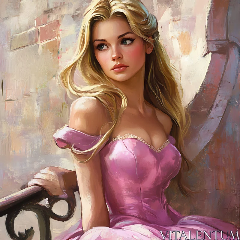 AI ART Elegant Portrait of a Woman in Pink