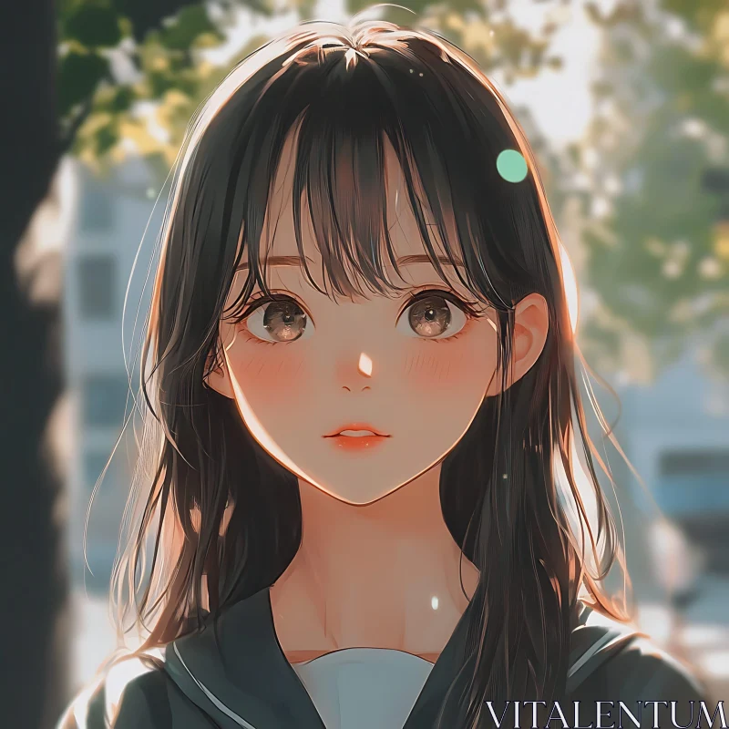 Tranquil Portrait of Anime Girl AI Image