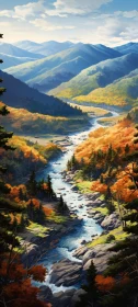 Peaceful River Flowing Through Autumnal Forest