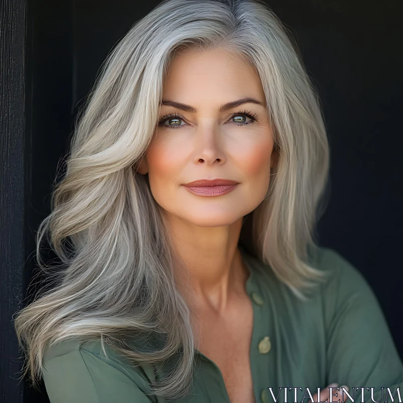 Graceful Grey-Haired Woman - Portrait AI Image